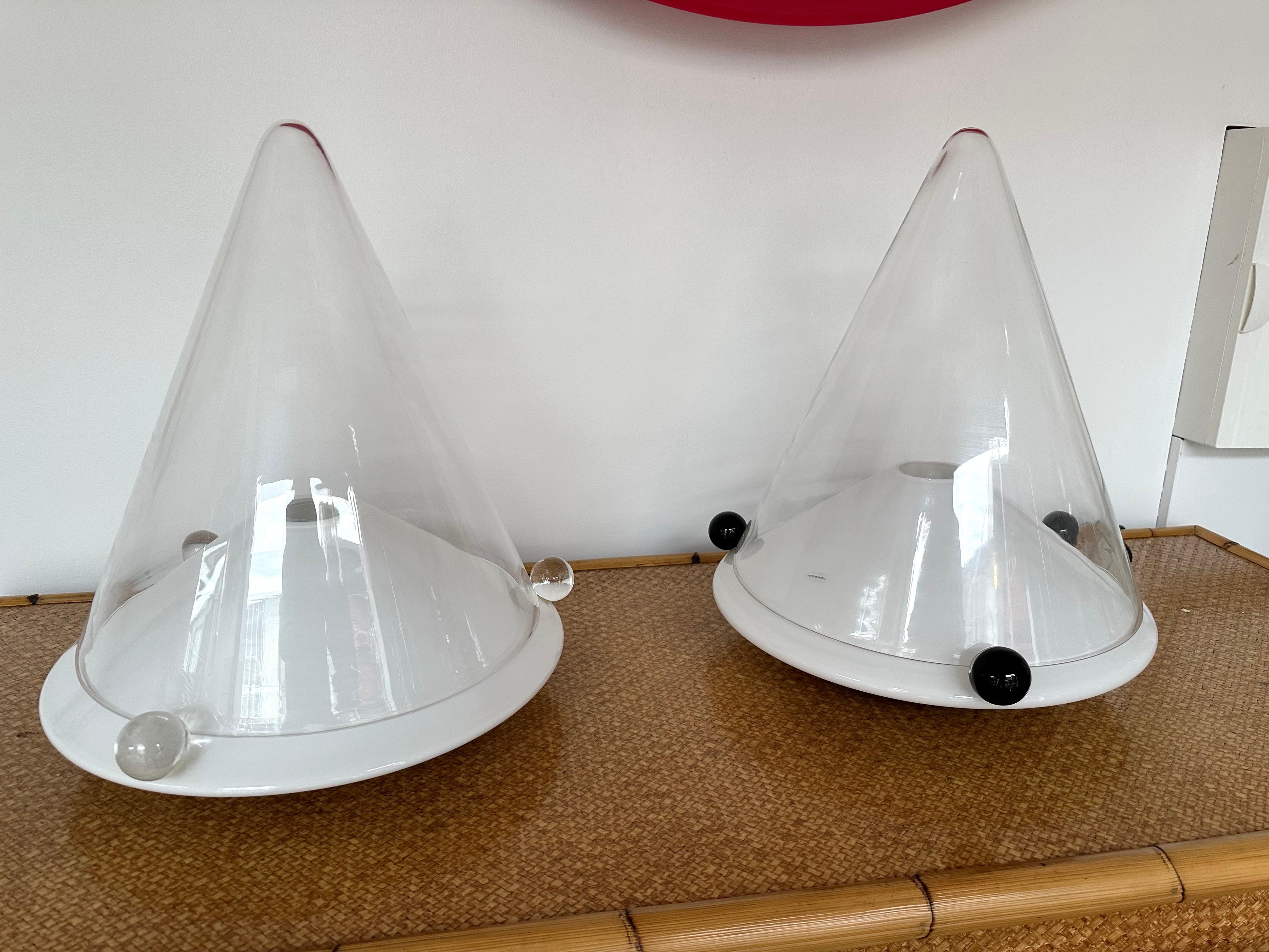 Pair of Lamps Murano Glass by Leucos, Italy, 1980s For Sale 5