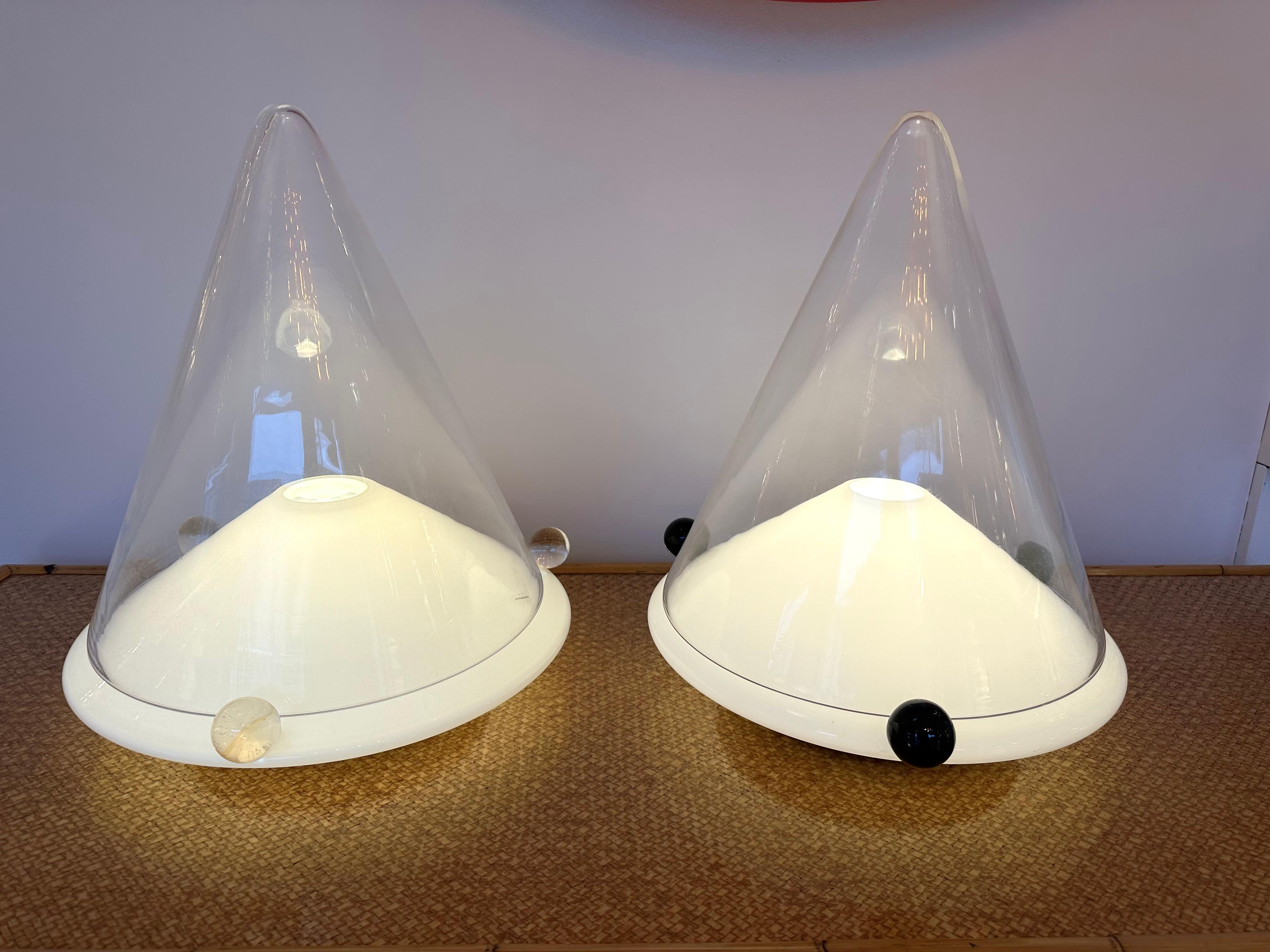 Paire de lampes en verre de Murano par Leucos, Italie, années 1980 en vente 6
