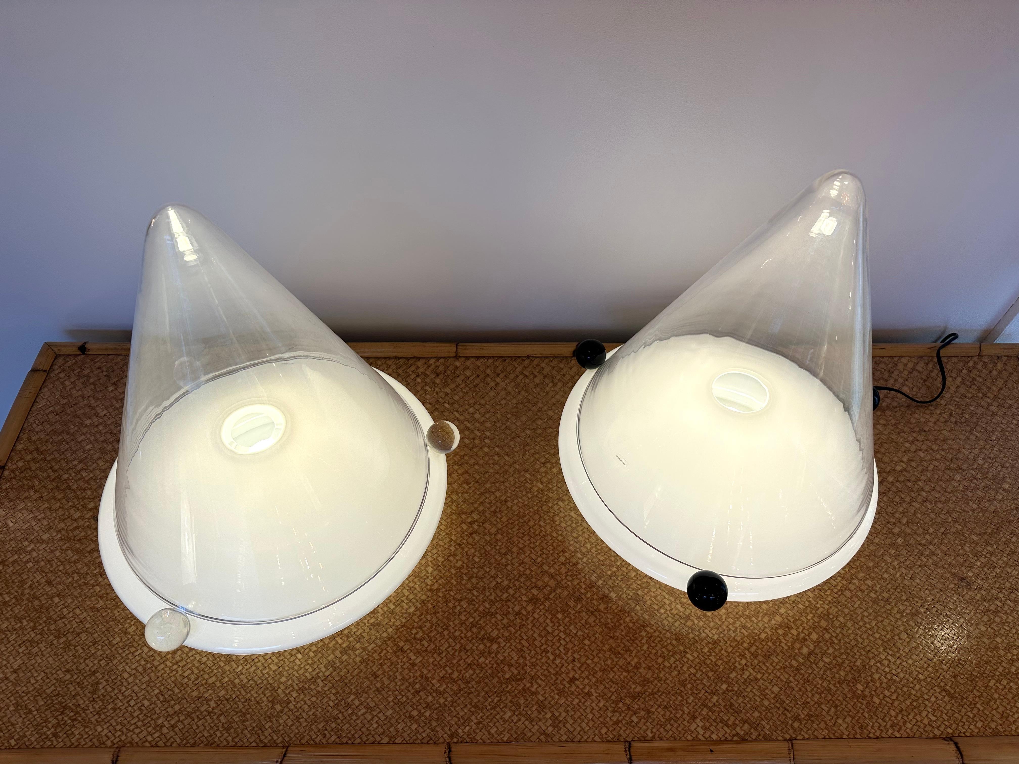 Metal Pair of Lamps Murano Glass by Leucos, Italy, 1980s For Sale
