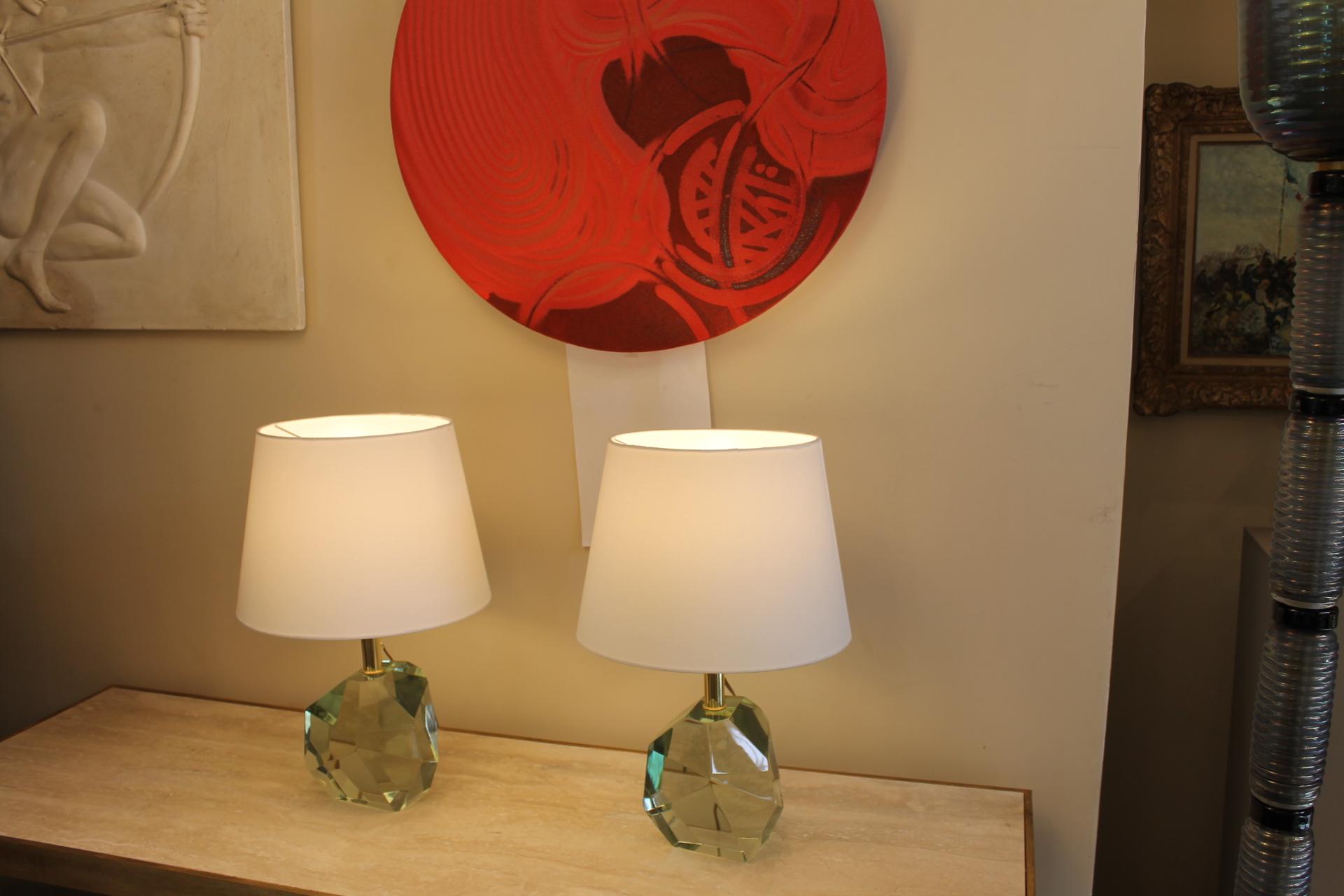 Paire de lampes, verre de Murano, galets, 20ème en vente 2