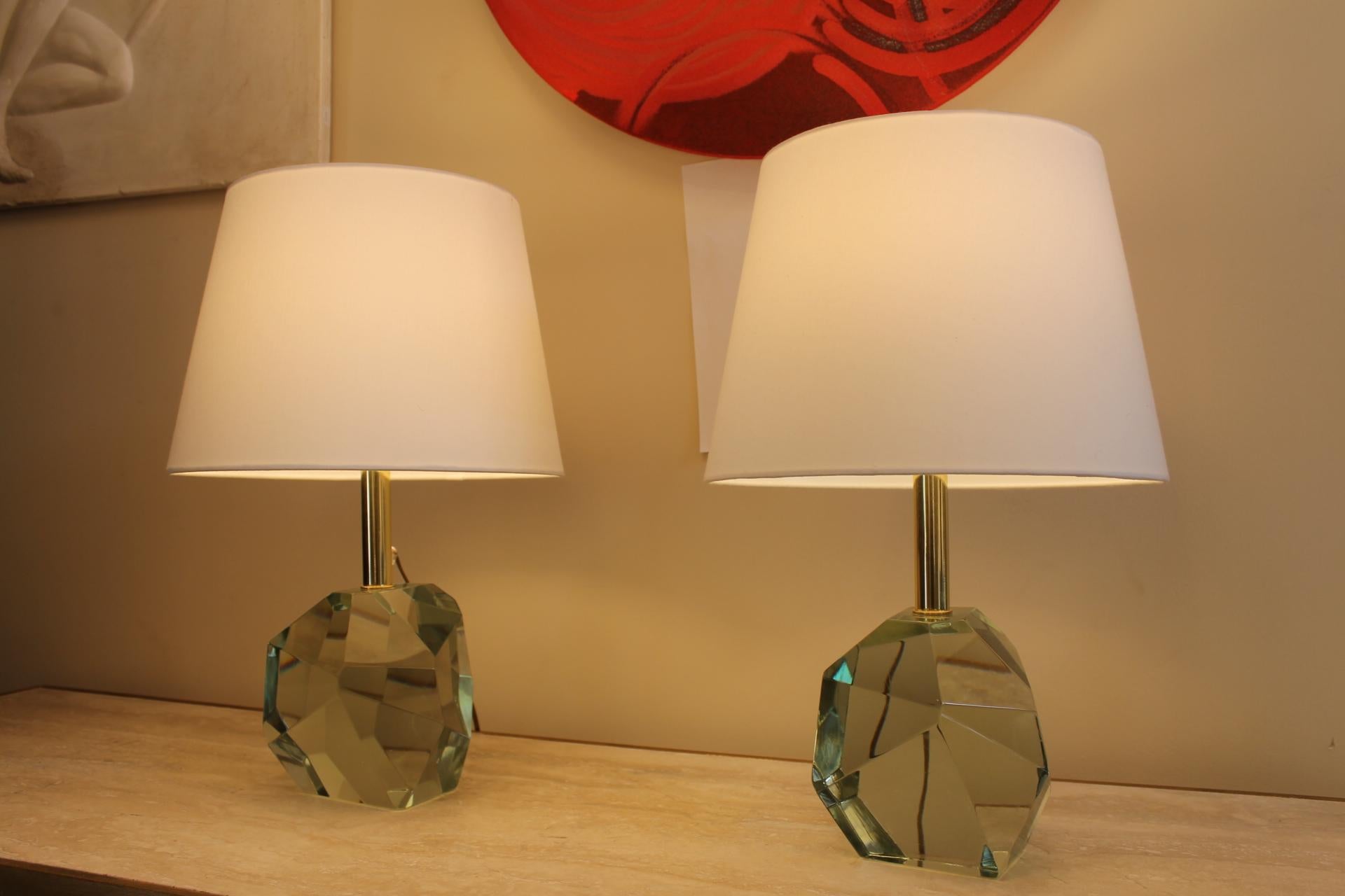 Paire de lampes, verre de Murano, galets, 20ème en vente 11