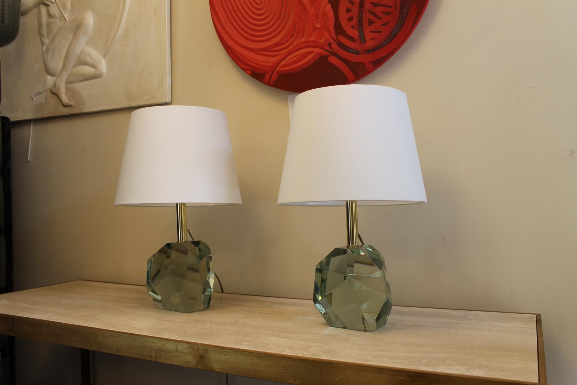 Mouvement esthétique Paire de lampes, verre de Murano, galets, 20ème en vente