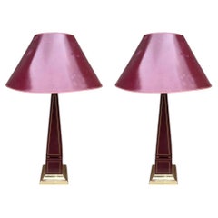 Pair of lamps "obelisk" in lacquered wood circa 1970