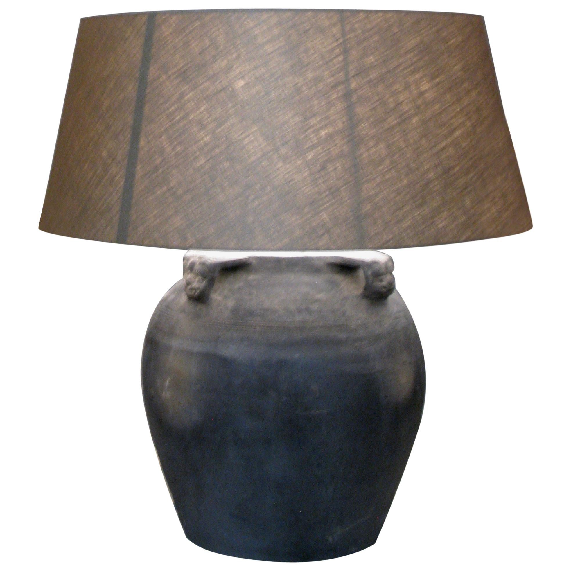 Old Clay Pot, lamp, lamp with linen shade
