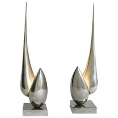 Pair of Lamps Sculptures by Michel Armand