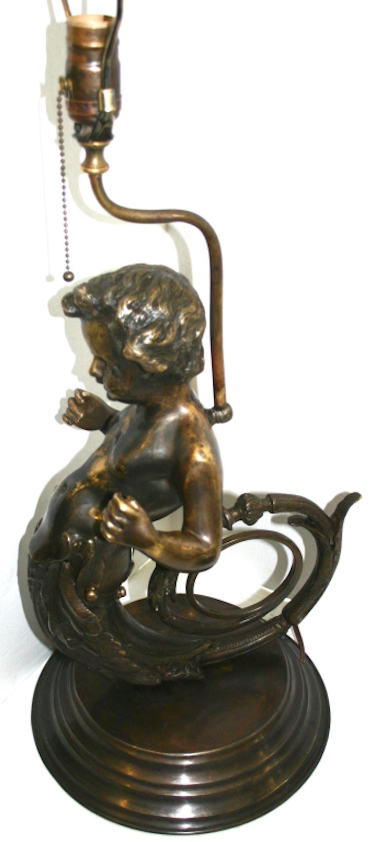Pair of Lamps Shaped as Putti For Sale 3