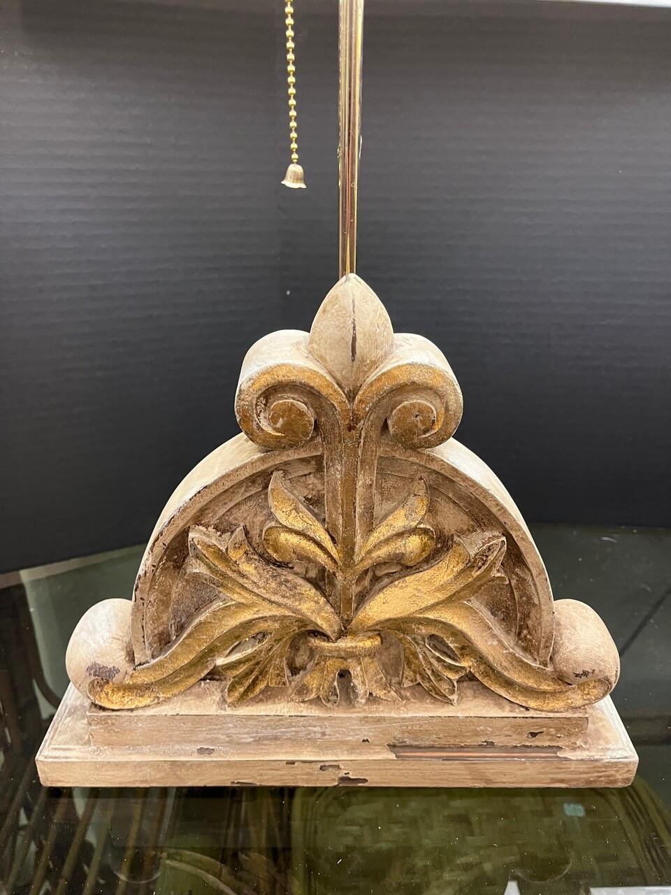 Contemporary Pair of Lamps with Antique Architectural Bases For Sale