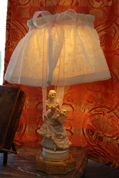 Pair of Lamps with Porcelain Figurines
