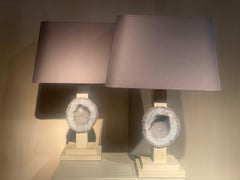 Pair of Lamps with Quartz stone