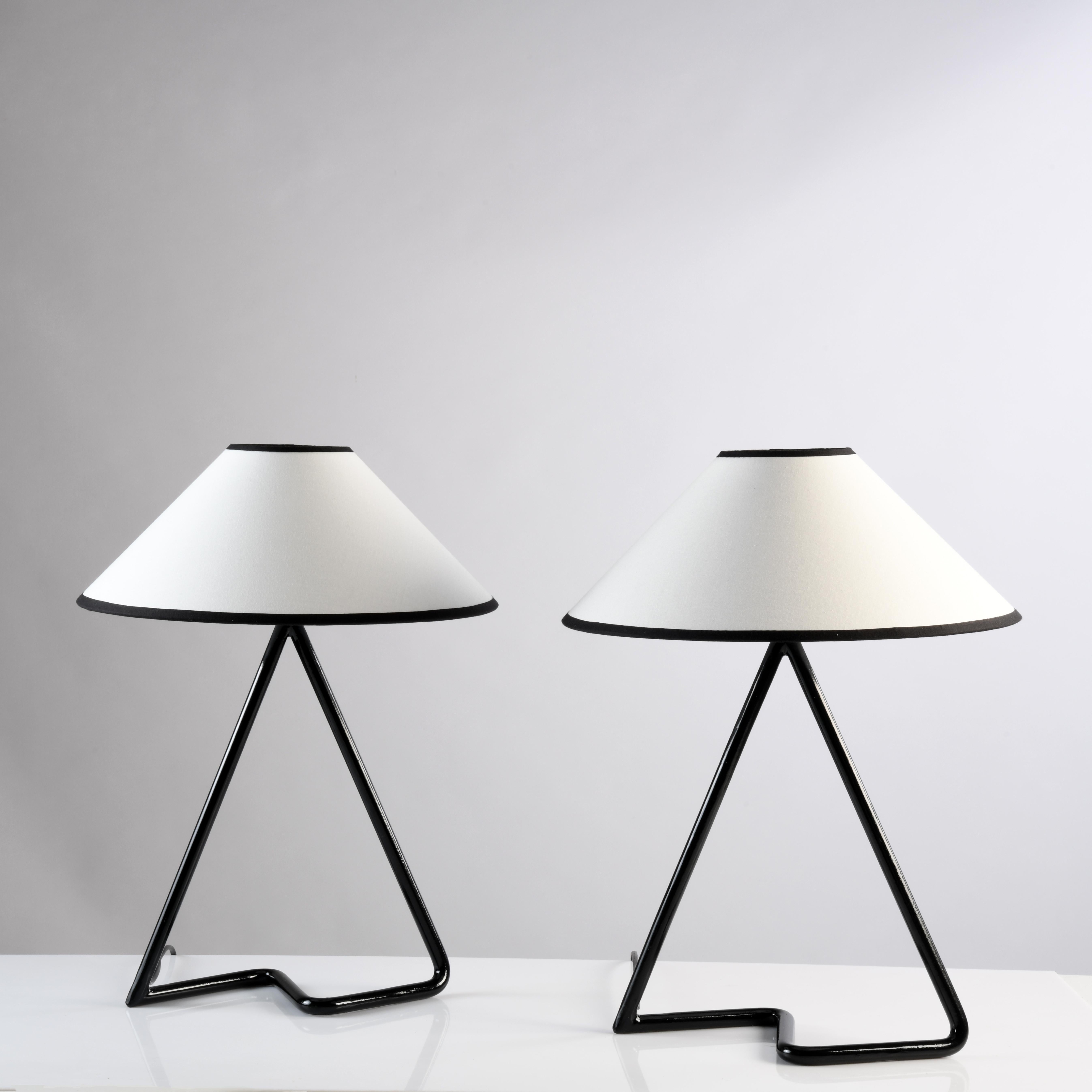 Mid-Century Modern Pair of lamps Zig Zag by Jean Royere restored