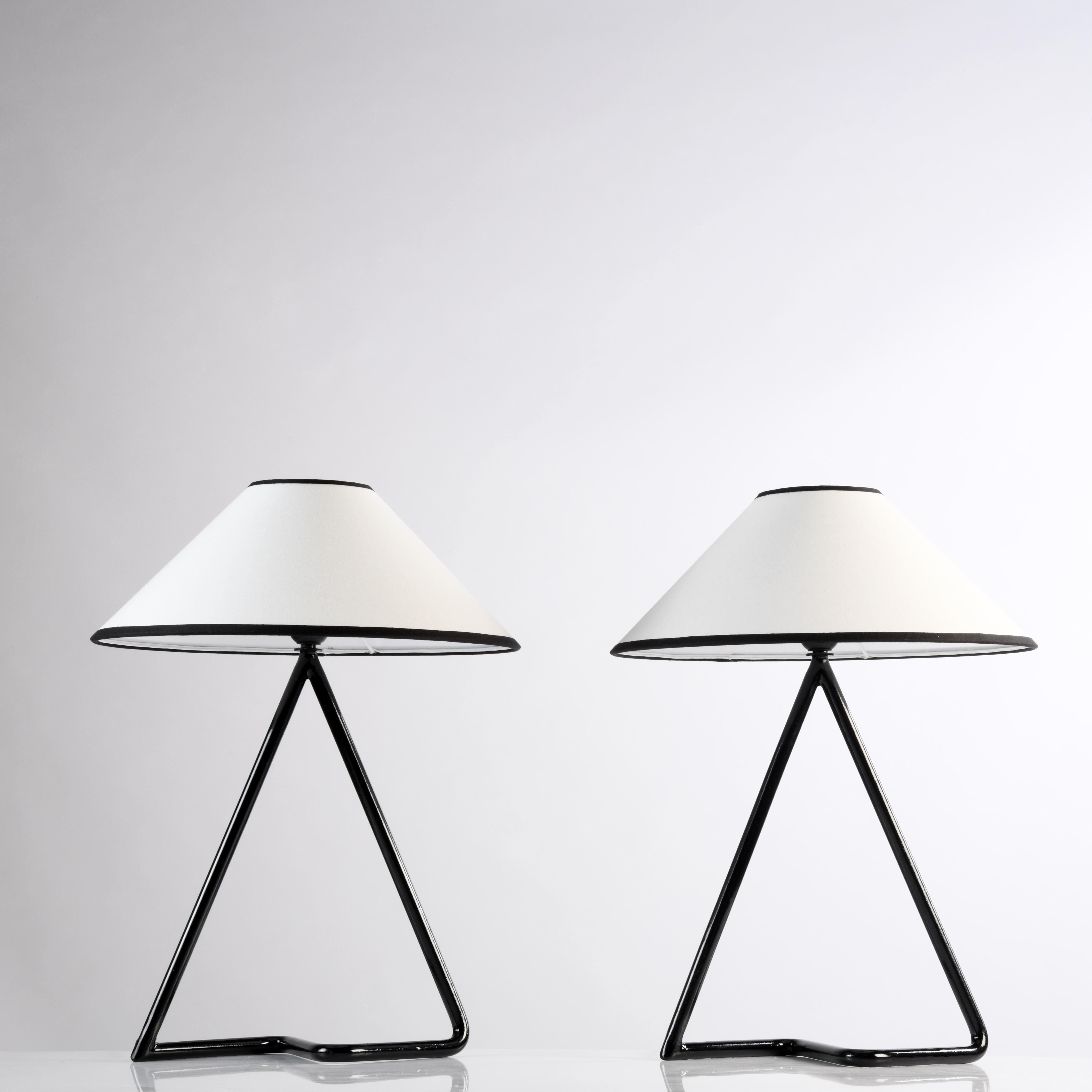 Iron Pair of lamps Zig Zag by Jean Royere restored