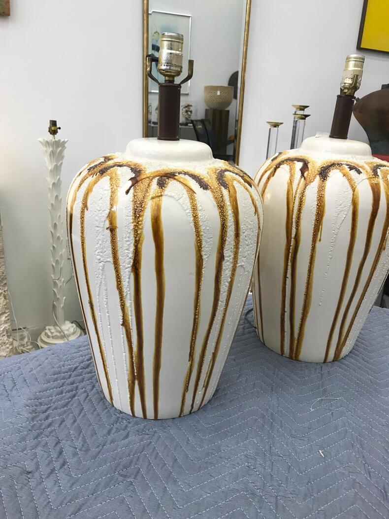 Ceramic Pair of Lamps, 1970s For Sale