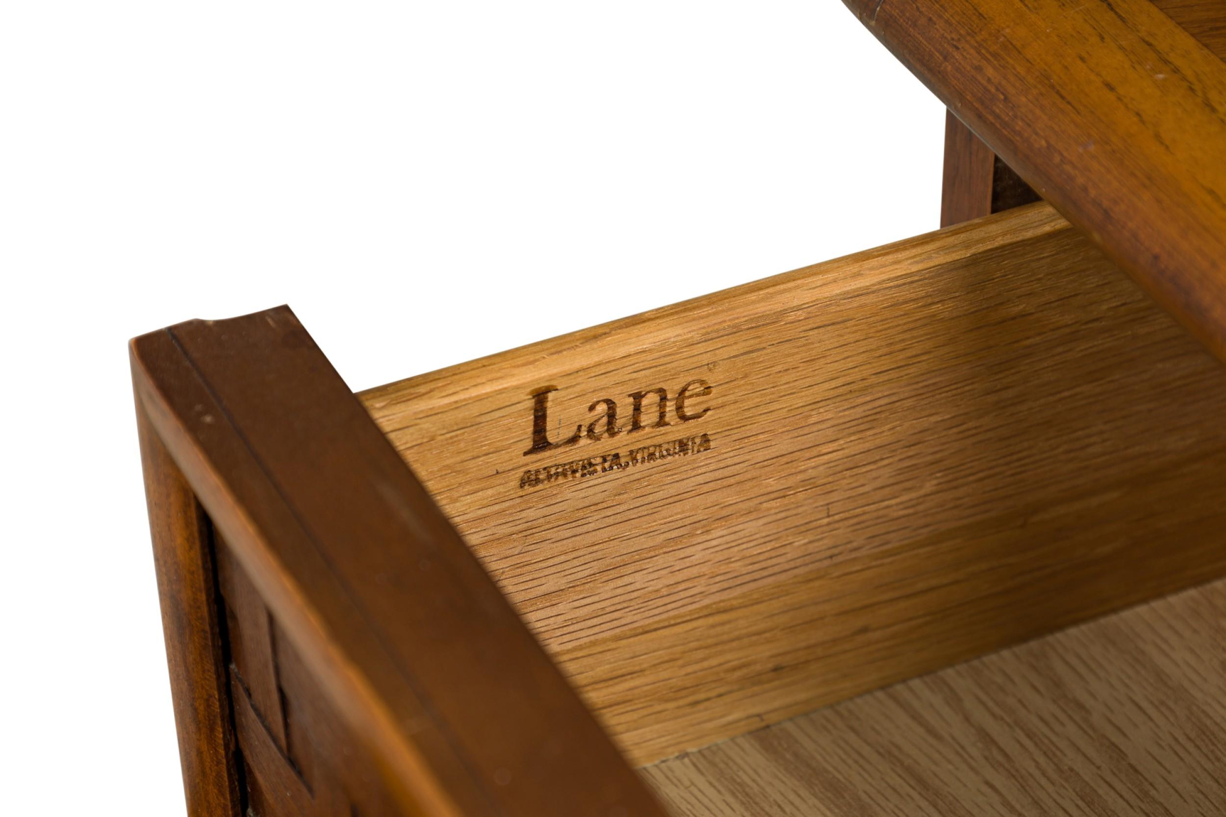 Pair of Lane Altavista American Modern Walnut 2-Tier Nightstands / End Tables For Sale 3