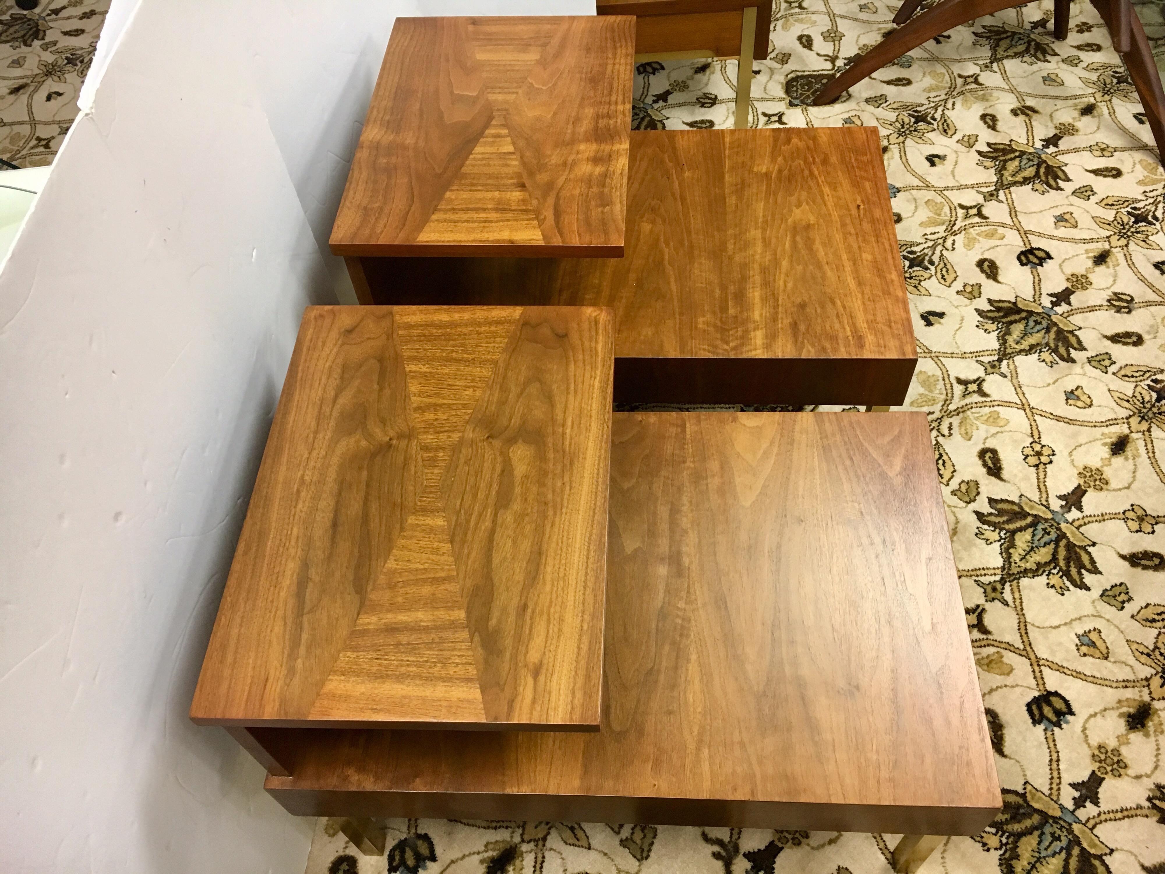 American Pair of Lane Altavista Mid Century Modern Two-Tiered End Side Tables