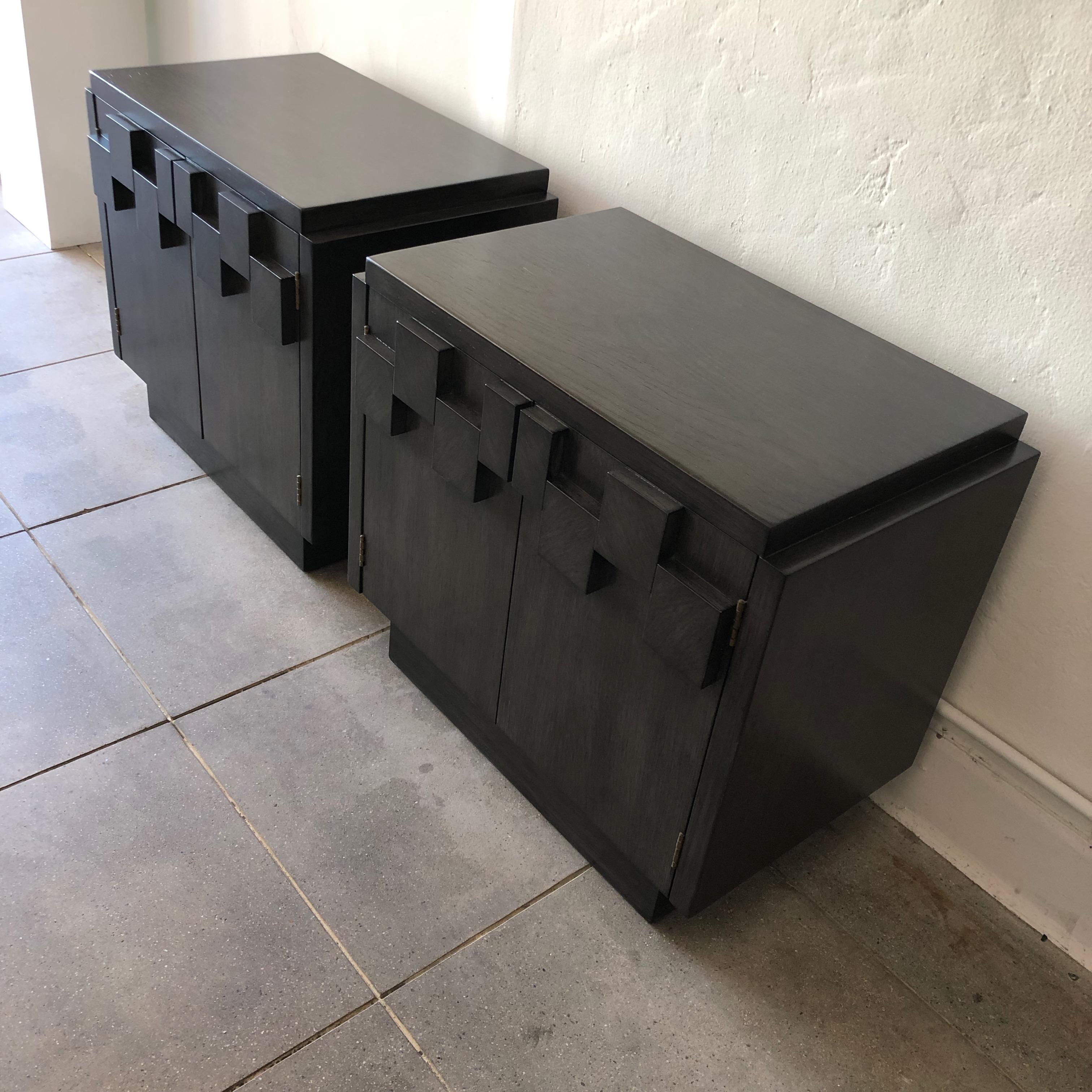 Pair of Lane Brutalist Charcoal Grey Nightstands  5