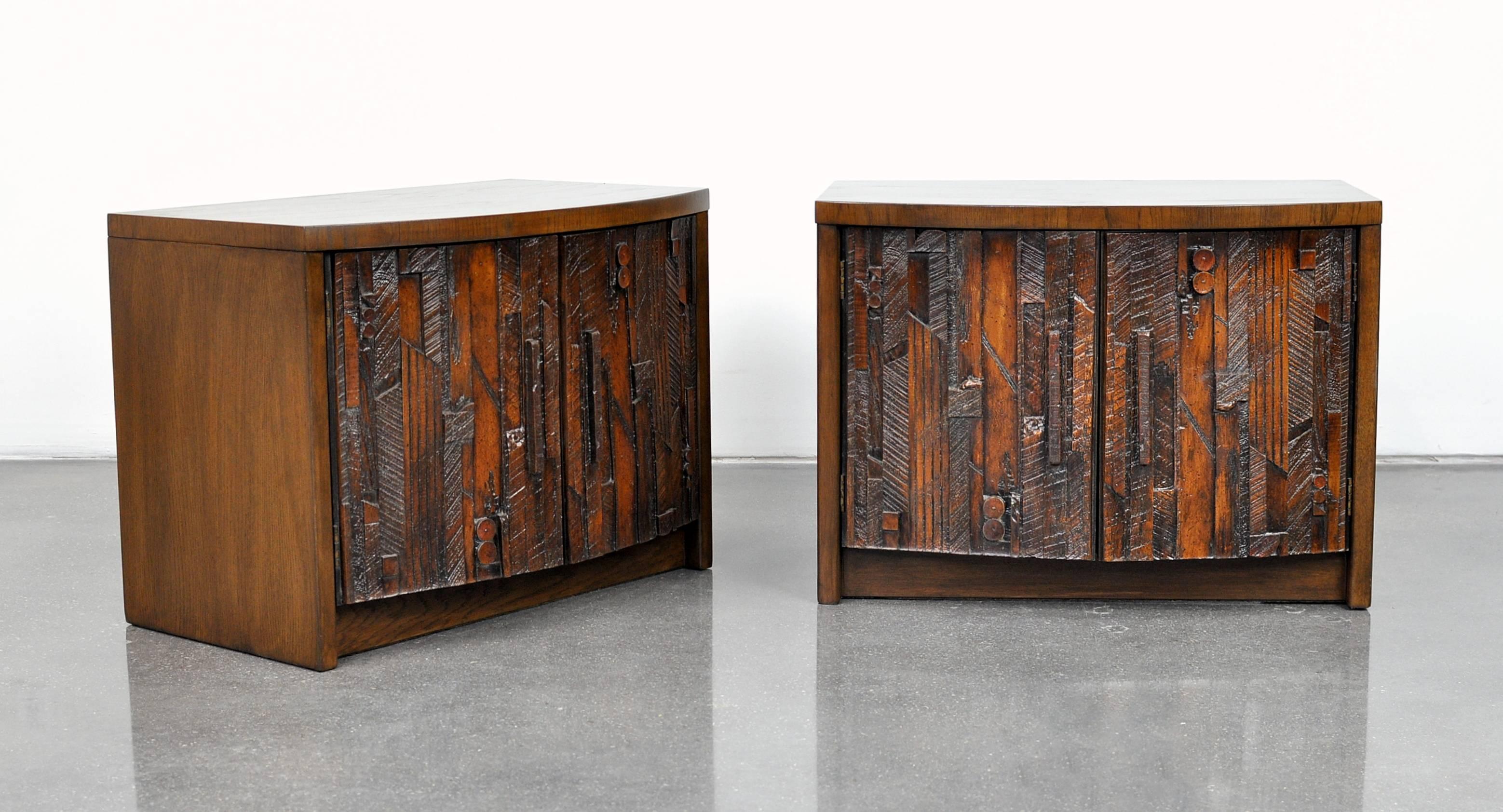 American Pair of Lane Brutalist Nightstands