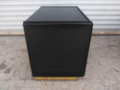 Pair of Lane Furniture Black Lacquer and Brass Nightstands