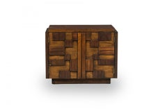Pair of Lane Furniture Modern Mahogany "Cube" Nightstands Bedside Tables
