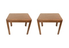 Pair Of Lane Mid Century Walnut Cross Banded Side Tables with Inlay