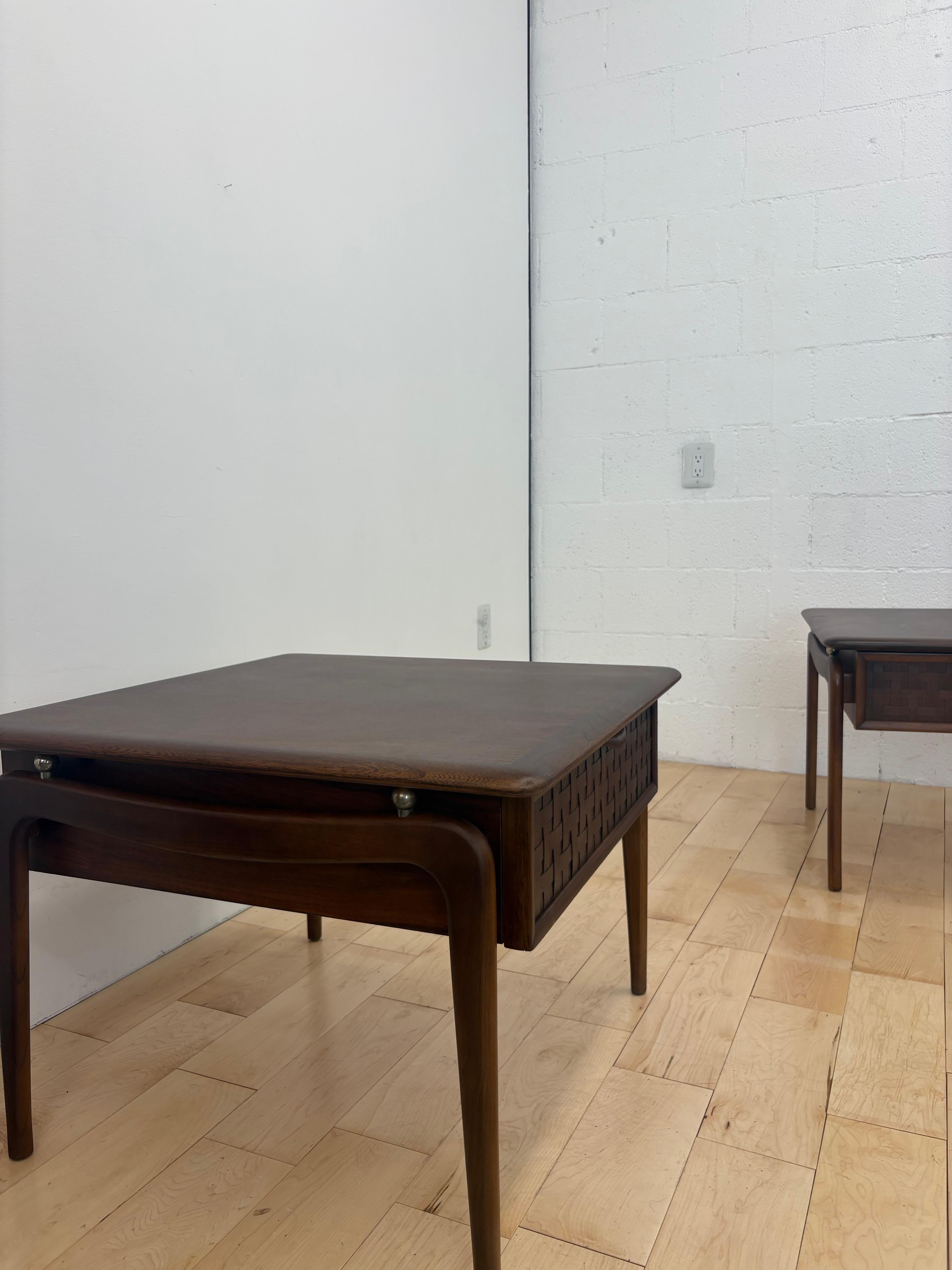 Pair of Lane Perception Nightstands by Warren Church, Sculpted Walnut, 1960s For Sale 2