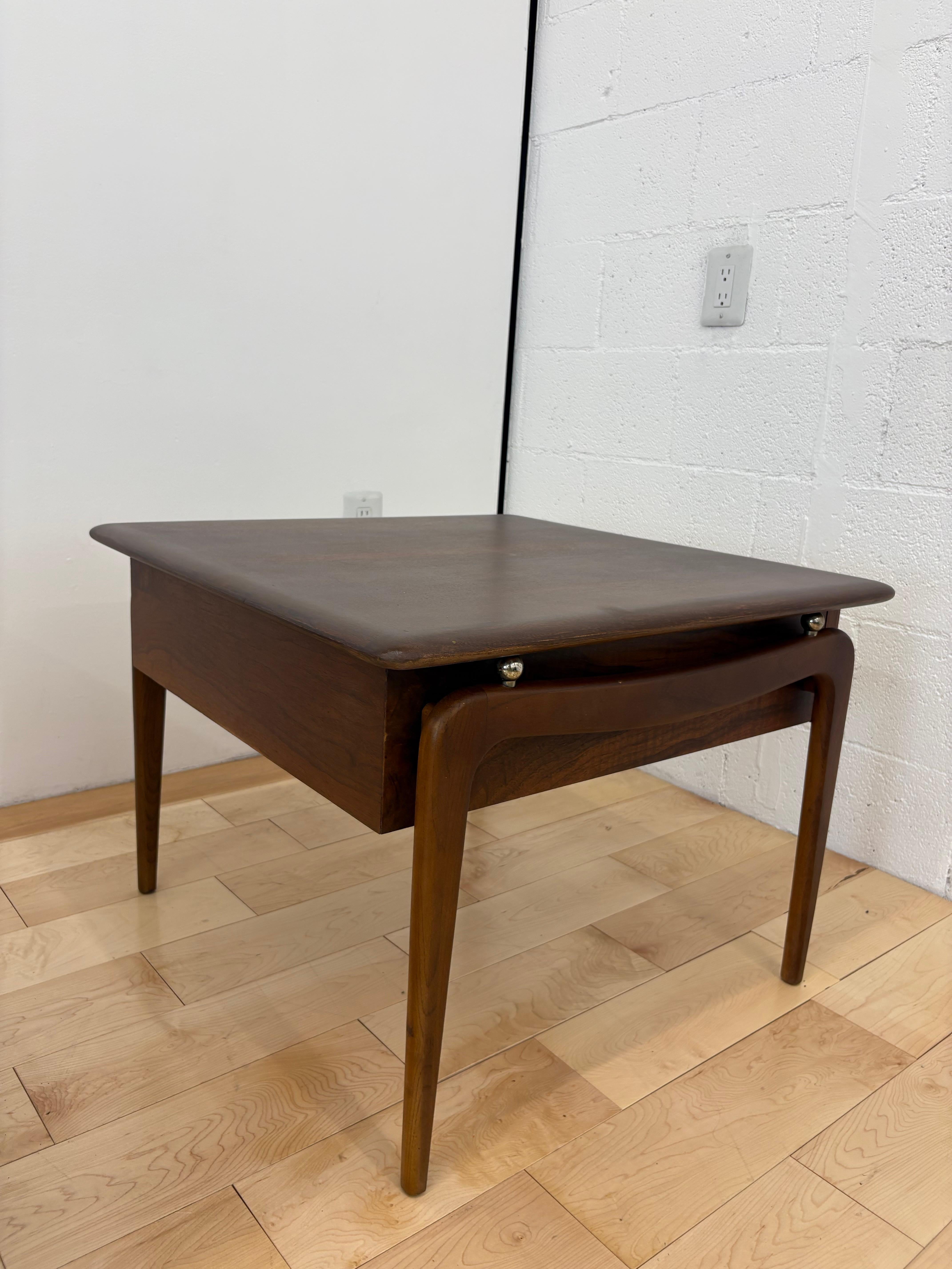 Chrome Pair of Lane Perception Nightstands by Warren Church, Sculpted Walnut, 1960s For Sale