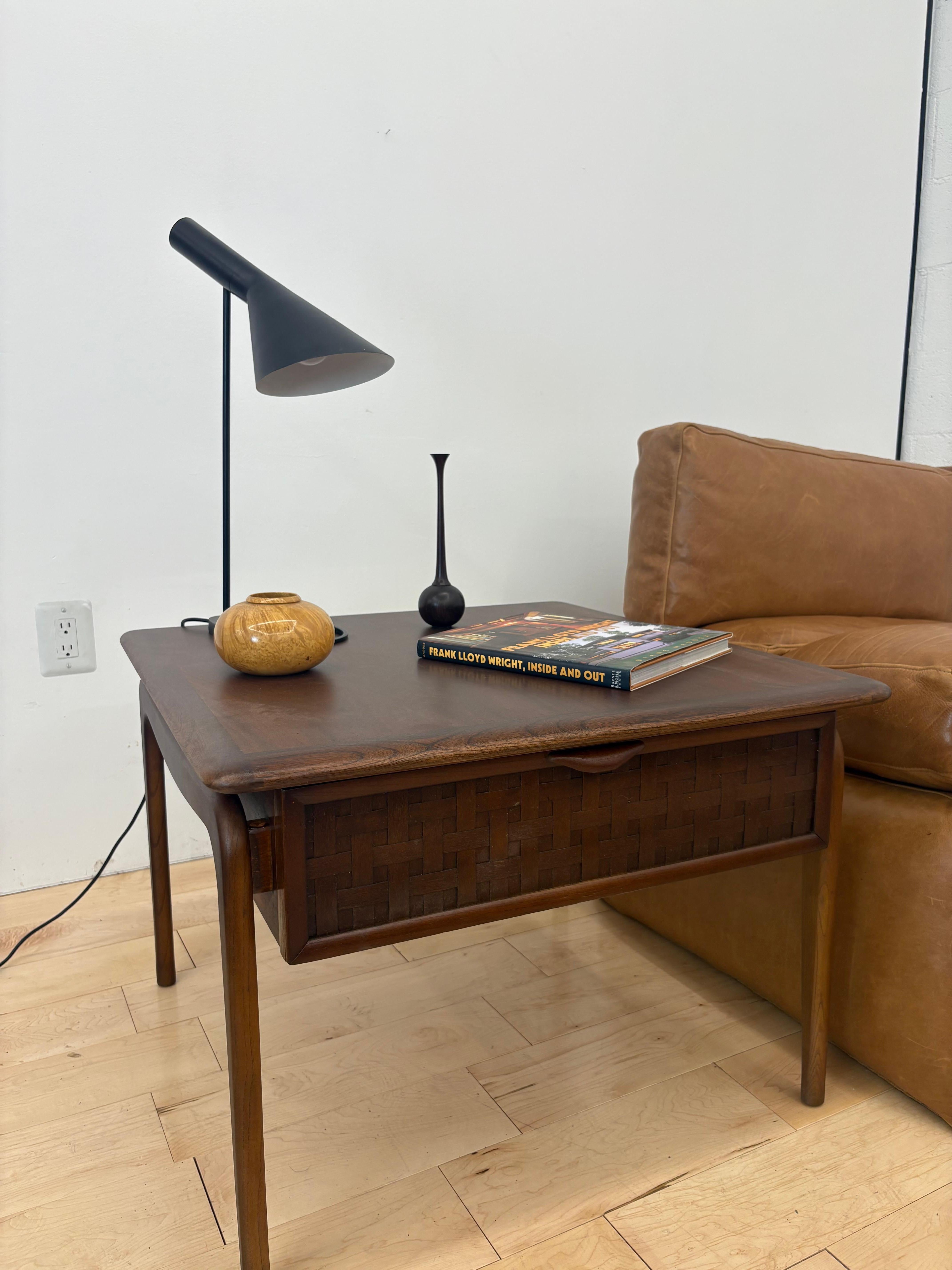 Pair of Lane Perception Nightstands by Warren Church, Sculpted Walnut, 1960s For Sale 1