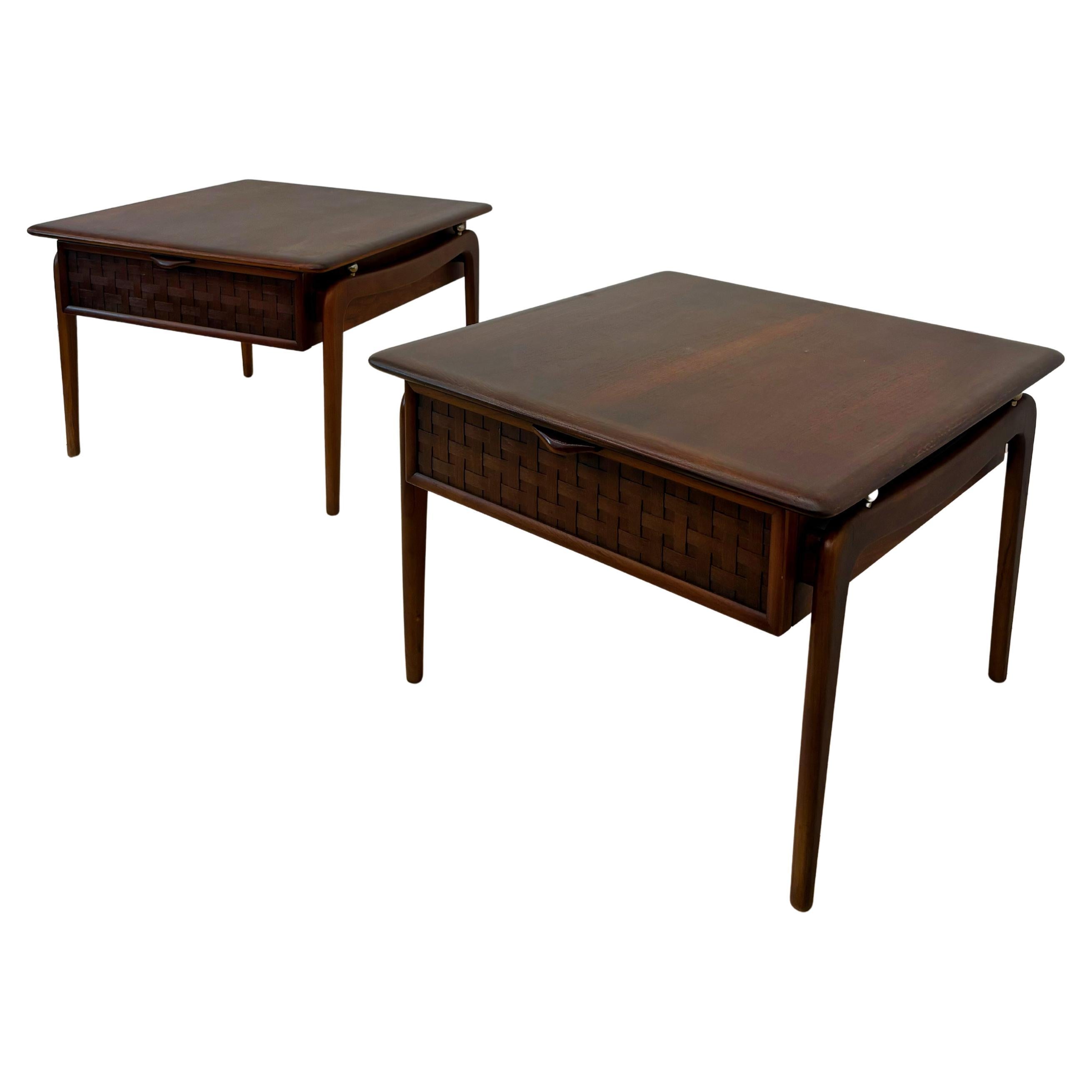 Pair of Lane Perception Nightstands by Warren Church, Sculpted Walnut, 1960s