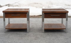 Pair of Lane Rosewood & Walnut with Chrome Side or End Tables Attr. Paul McCobb