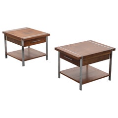 Pair of Lane Rosewood & Walnut with Chrome Side or End Tables Attr. Paul McCobb