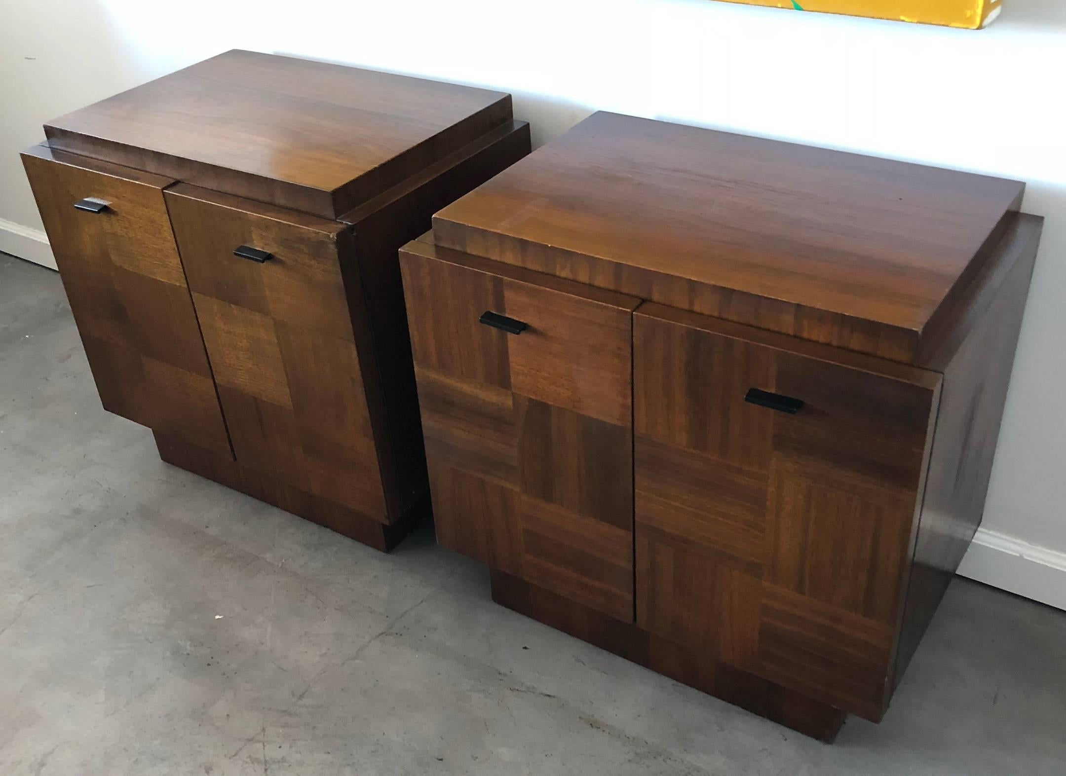 Available right now we have this stunning pair of credenzas deigned by Lane for their Staccato collection. These are probably the most diminutive of this Brutalist collection, but still feature tone on tone walnut grain and are absolutely stunning!