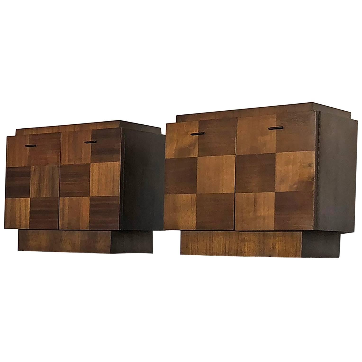 Pair of Lane Staccato Collection Brutalist Nightstands