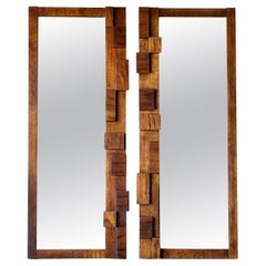 Pair of Lane Staccato Mid Century Modern Mosaic Brutalist Mirrors
