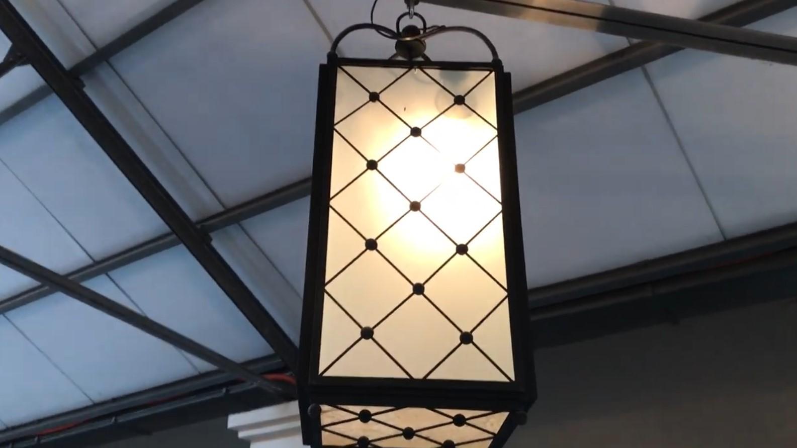 Glass Pair of Lanterns, France For Sale