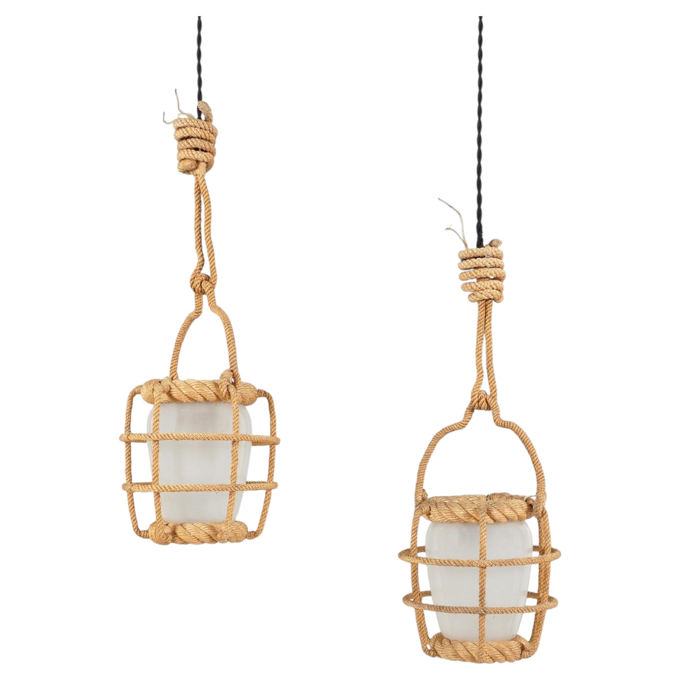 Pair of Lanterns by Adrien Audoux & Frida Minnet, France, Circa 1960 For Sale