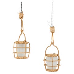 Pair of Lanterns by Adrien Audoux & Frida Minnet, France, Circa 1960