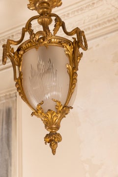 Pair of Lanterns Crystal and Bronze