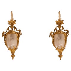 Pareja de Faroles Cristal y Bronce