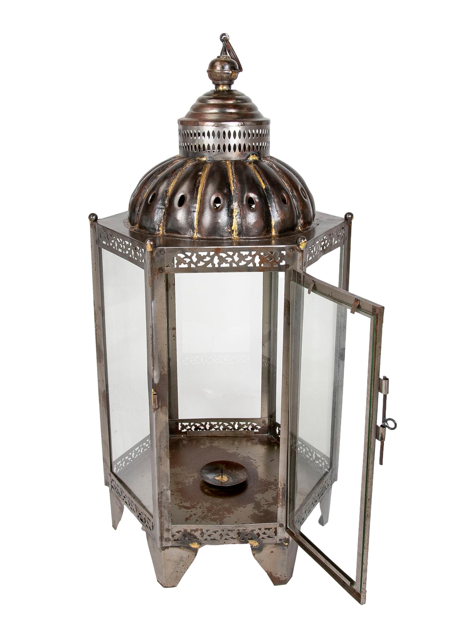 Pair of Lanterns for Floor or Iron Lamp with Crystals For Sale 9