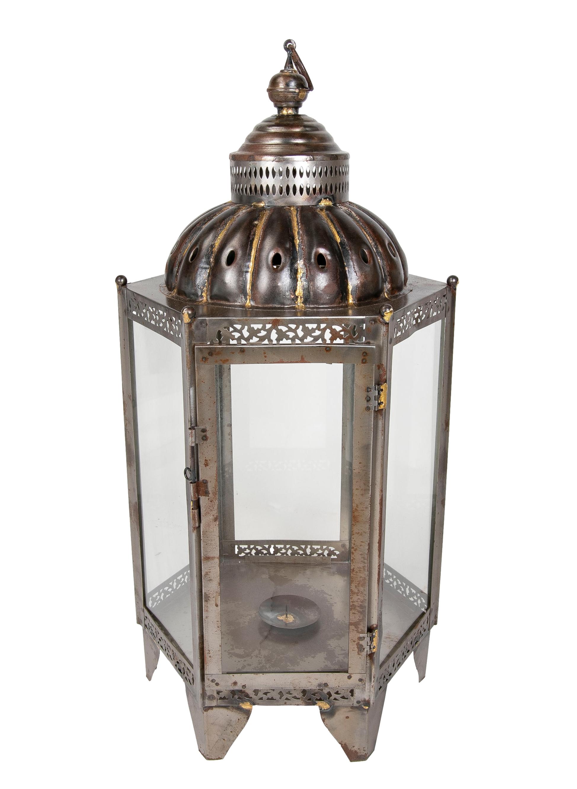 Pair of Lanterns for Floor or Iron Lamp with Crystals For Sale 11
