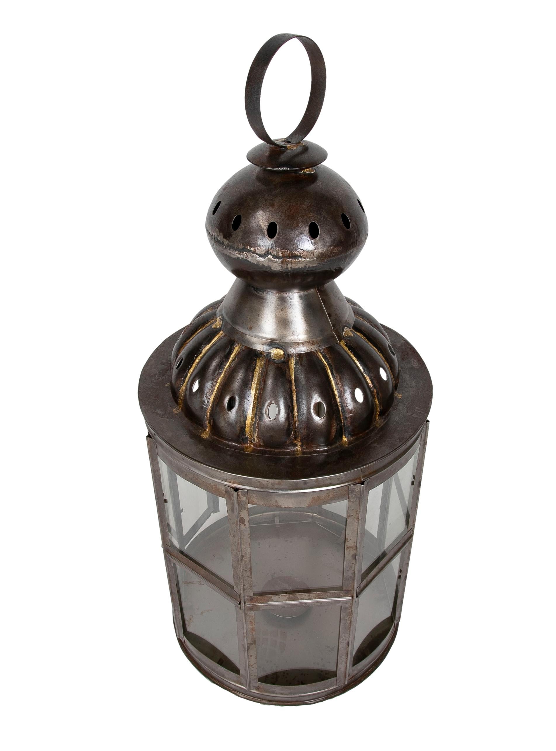Spanish Pair of Lanterns for Floor or Iron Lamp with Crystals For Sale