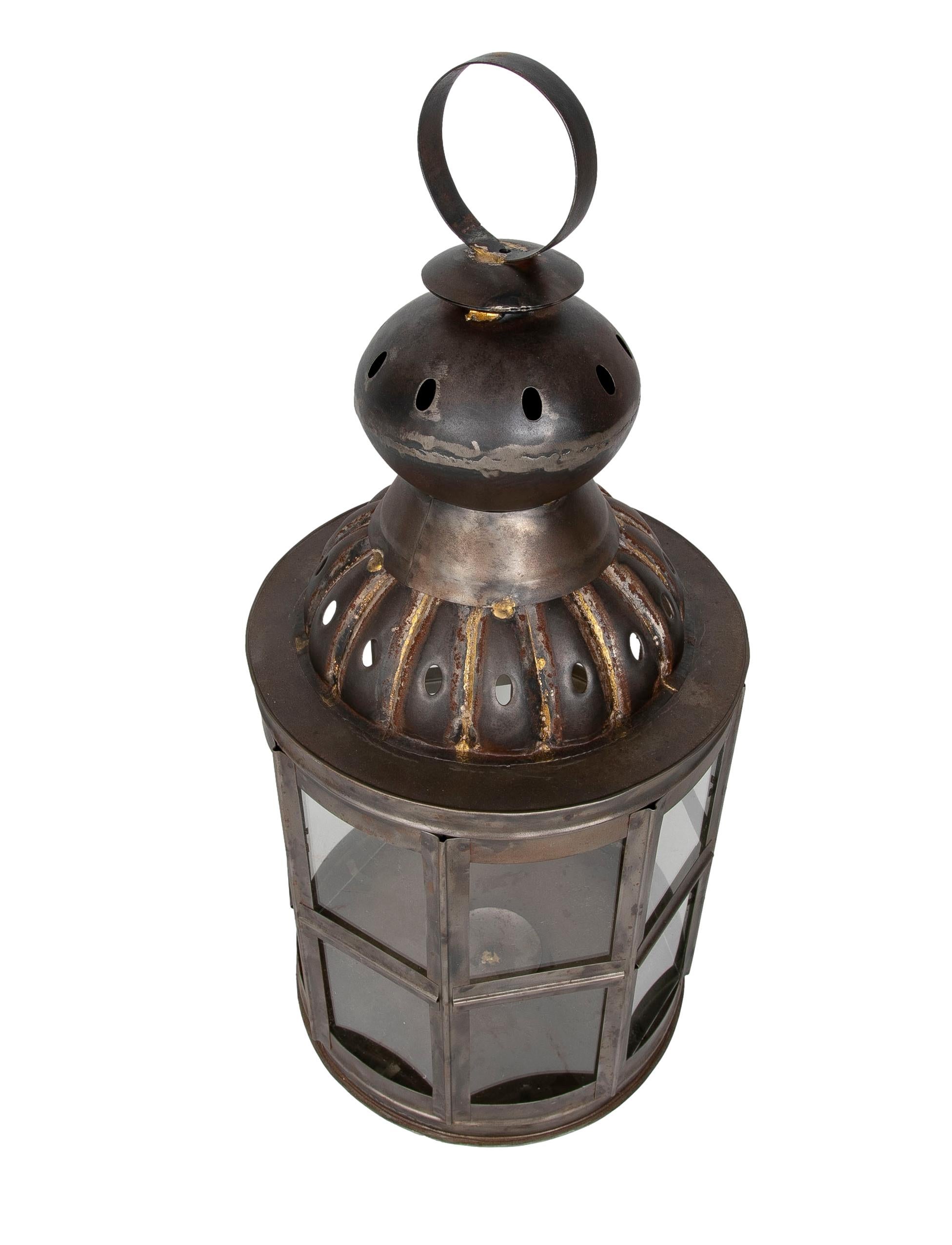 Pair of Lanterns for Floor or Iron Lamp with Crystals In Good Condition For Sale In Marbella, ES