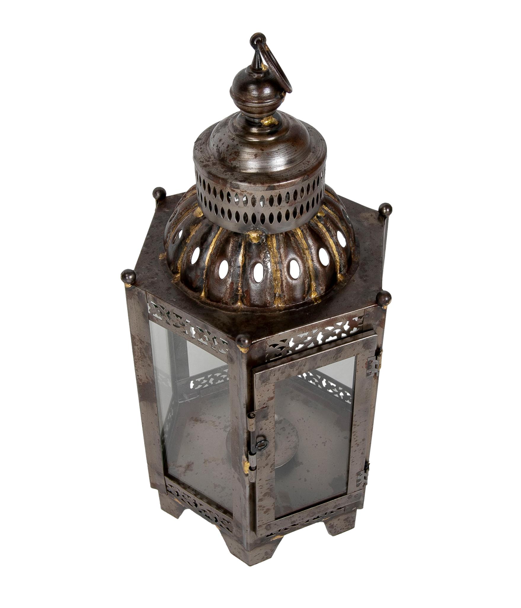 Contemporary Pair of Lanterns for Floor or Iron Lamp with Crystals For Sale