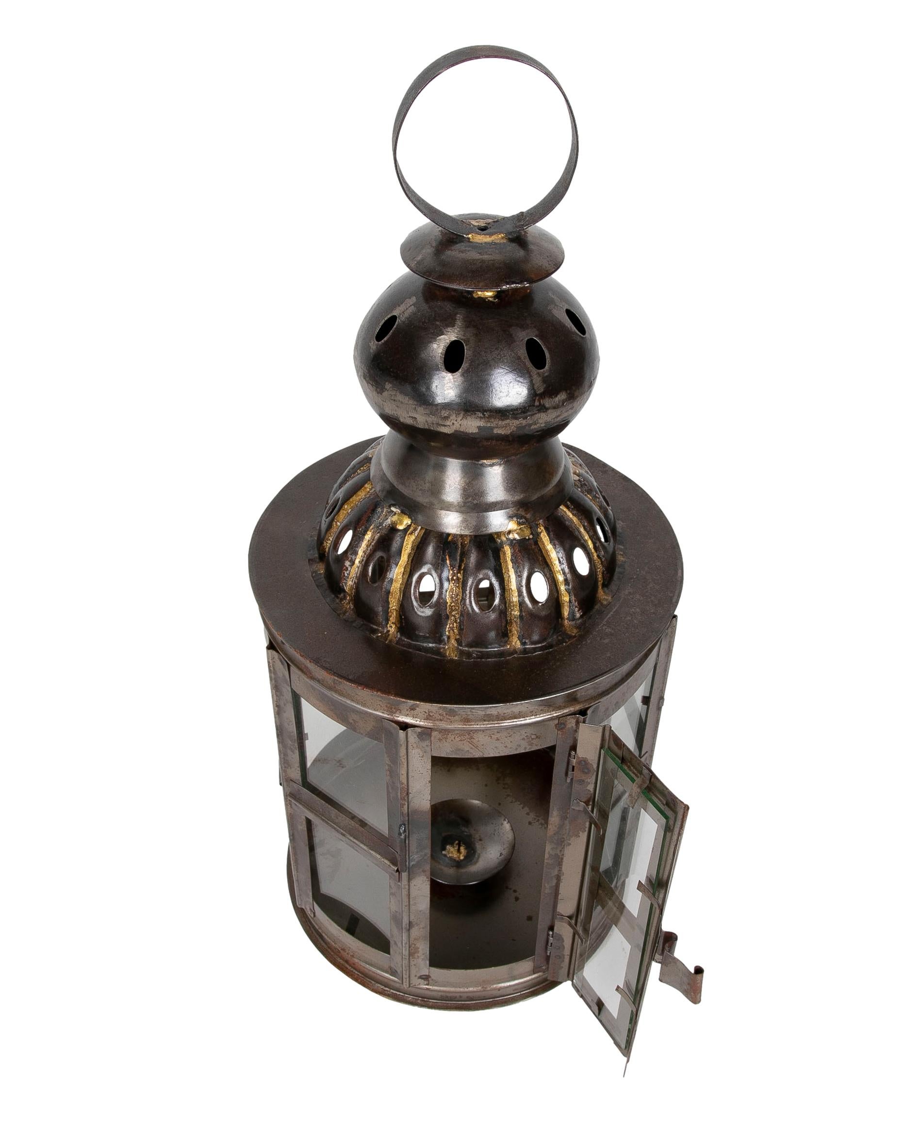 Glass Pair of Lanterns for Floor or Iron Lamp with Crystals For Sale