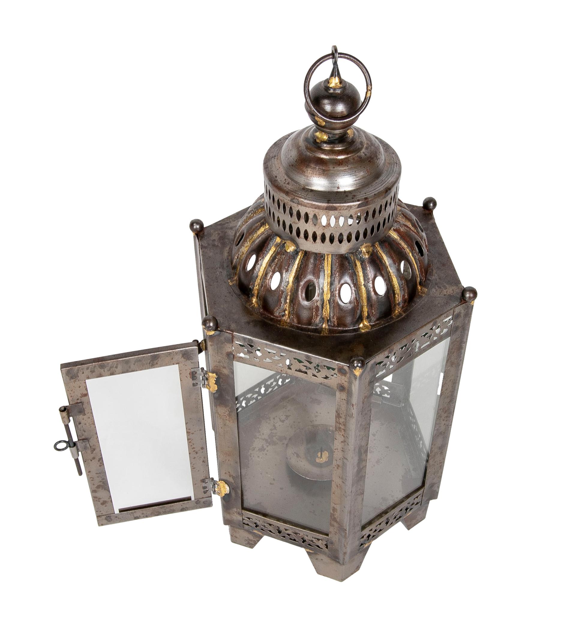 Pair of Lanterns for Floor or Iron Lamp with Crystals For Sale 1