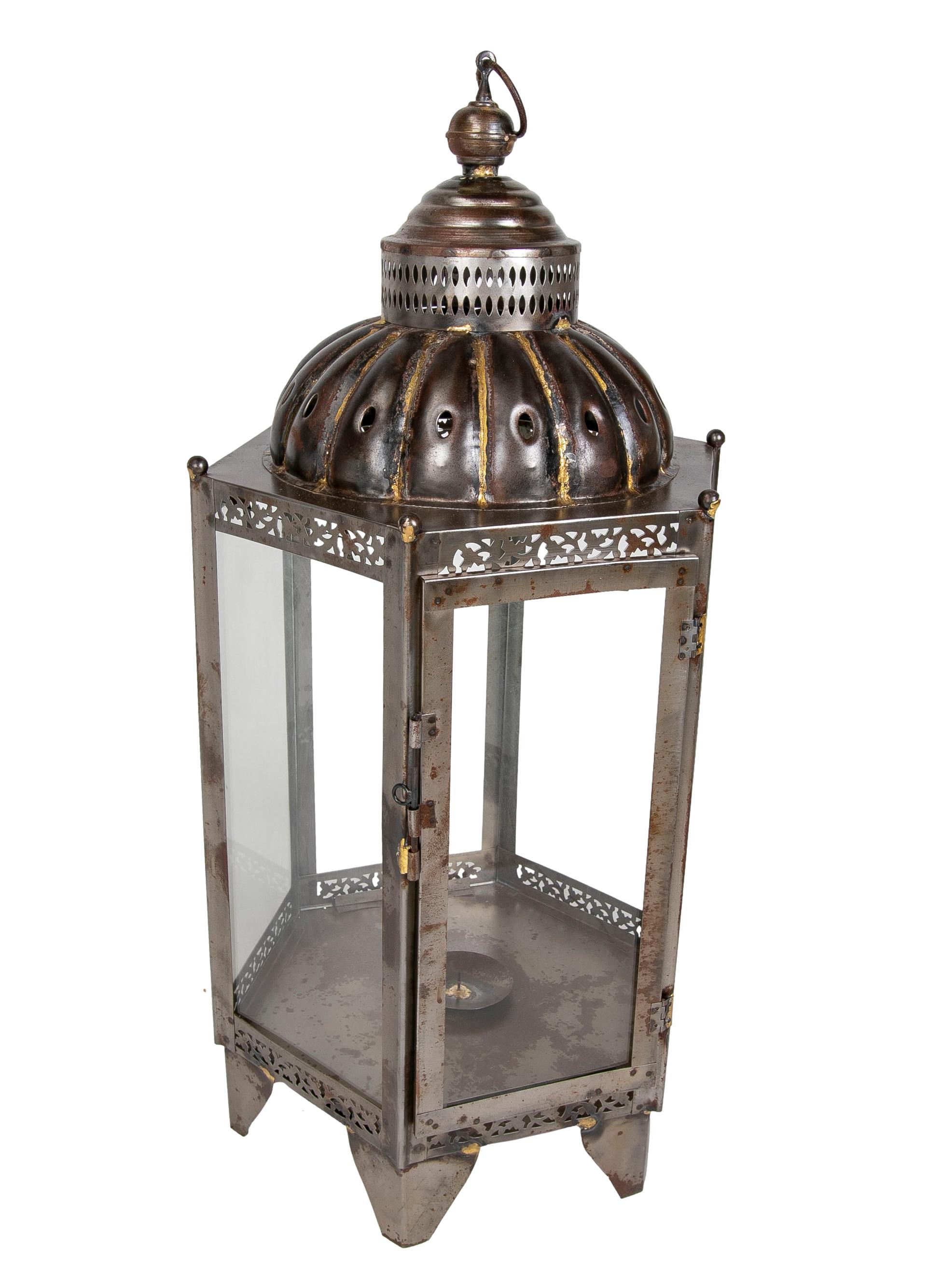 Pair of Lanterns for Floor or Iron Lamp with Crystals For Sale 3