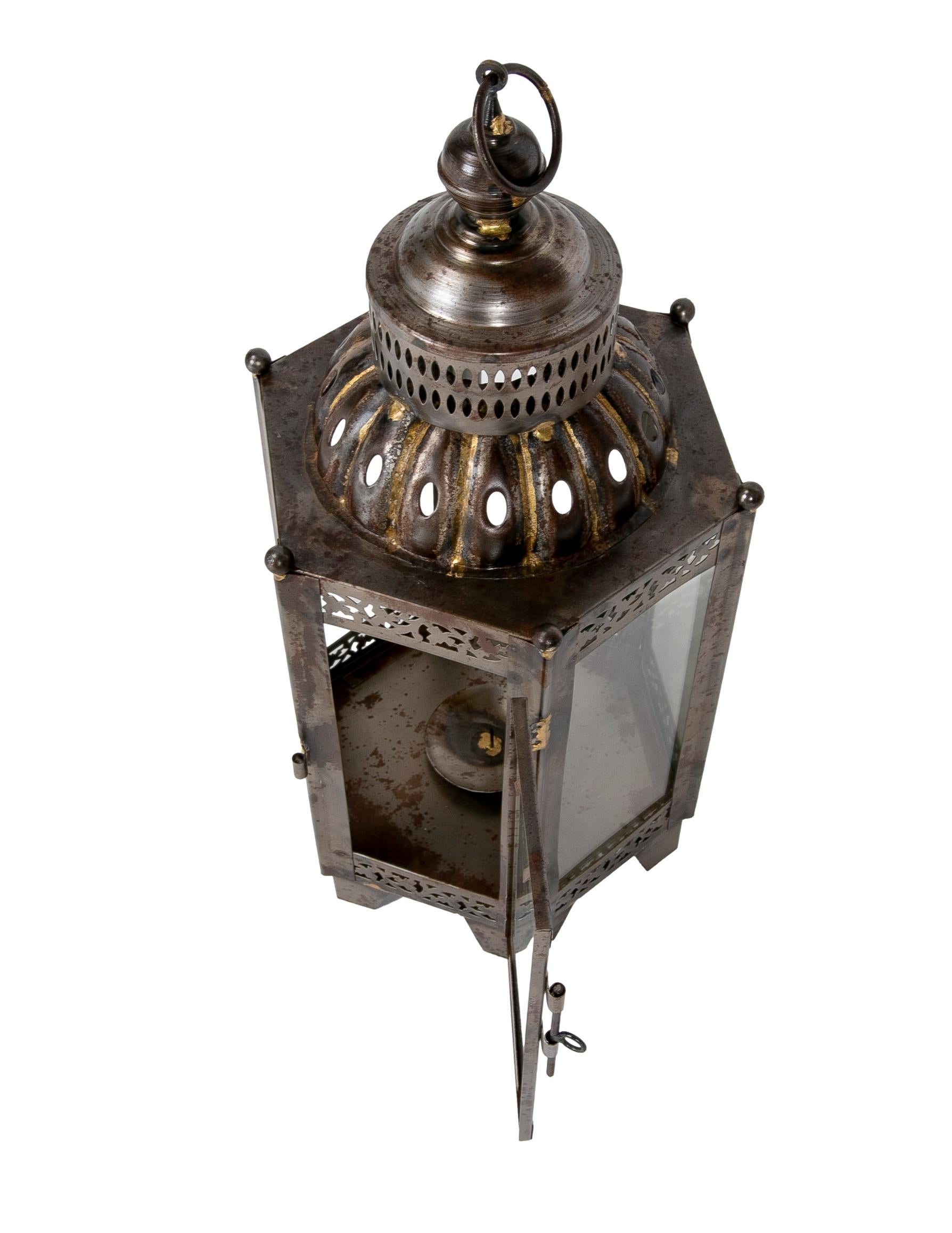 Pair of Lanterns for Floor or Iron Lamp with Crystals For Sale 4