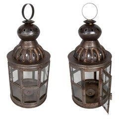 Paire de lanternes pour lampadaires ou lampes en fer avec cristaux