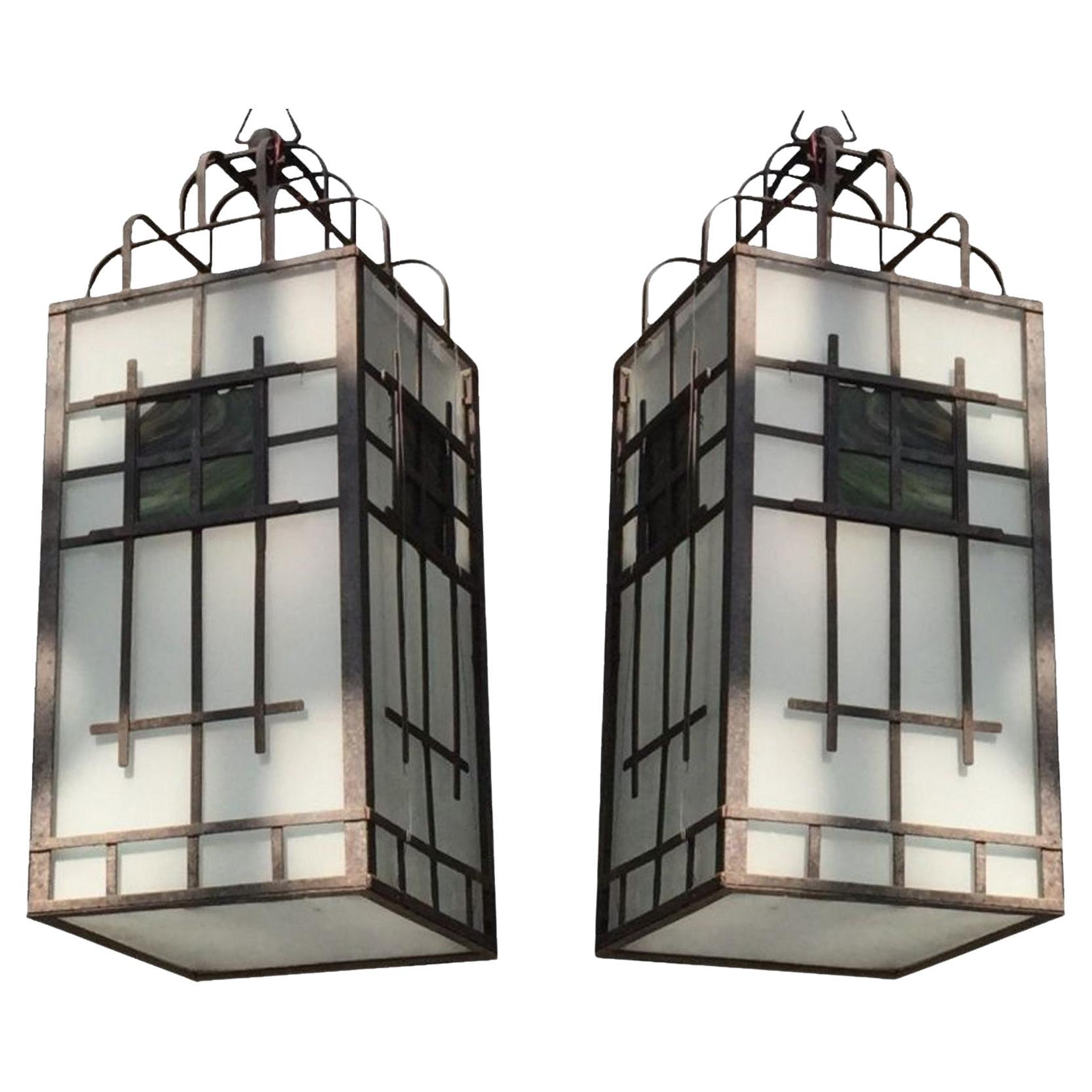 Pair of Lanterns, France, 1930, Art Deco, Falta Medida