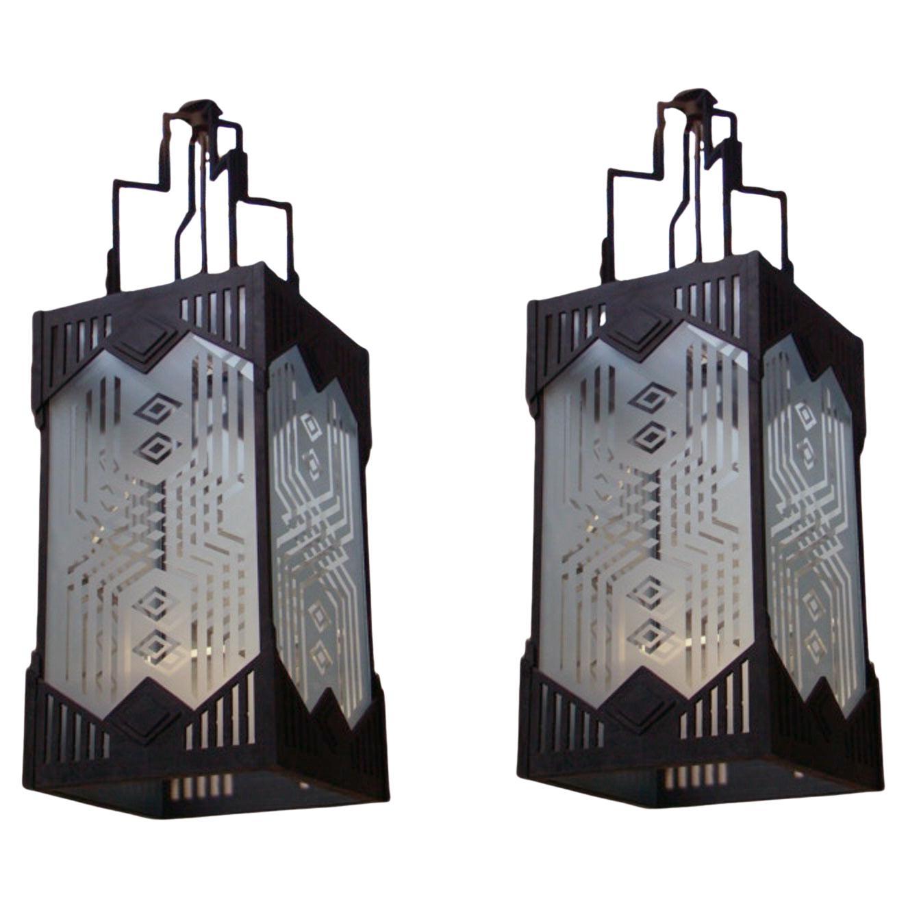 Pair of Lanterns, France, 1930, Art Deco