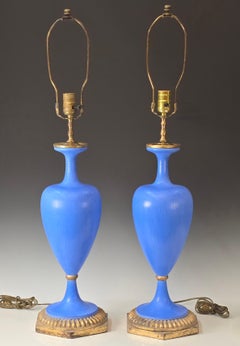Pair of Lapis Blue Venetian Lamps